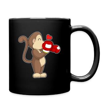 Affe Boxer Boxhandschuhe Boxen - Tasse einfarbig - Schwarz - Rechts