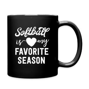 Softball-Herz-Lieblingssaison - Tasse einfarbig - Schwarz - Rechts