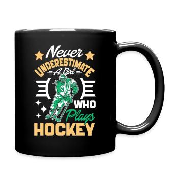 Aunt plays hockey Never underestimate - Full Colour Mug - black - Right