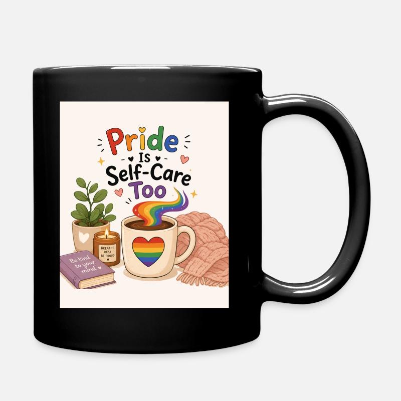 Pride et Soin de soi Arc en Ciel - Mug uni - noir
