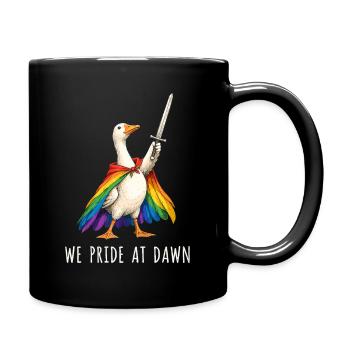 Regenbogen-Gans mit Schwert - Tasse einfarbig - Schwarz - Rechts