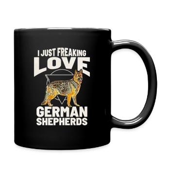 I Freaking Love German Shepherds - Full Colour Mug - black - Right