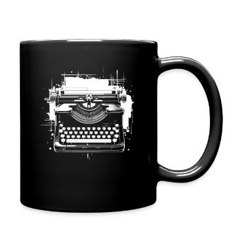 Schreibmaschine Zeichnung - Tasse einfarbig - Schwarz - Rechts