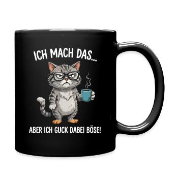 Grimmige Kaffee-Katze - Tasse einfarbig - Schwarz - Rechts