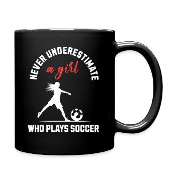 Mädchen, das Fußball spielt - Tasse einfarbig - Schwarz - Rechts