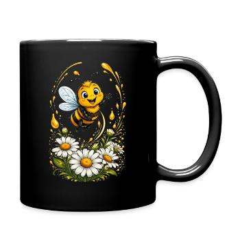 Biene Honig Imker Honigwabe Blumen Wiese Insekt - Tasse einfarbig - Schwarz - Rechts
