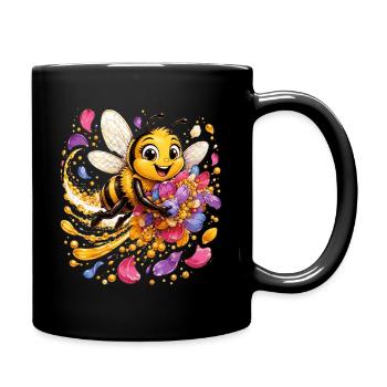 abeille, apiculteur, nid d’abeille, fleurs, insecte des prairies, - Mug uni - noir - Droite