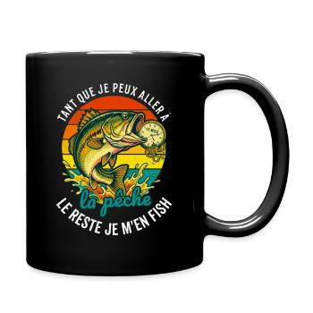 Pêche Rétro Poisson Montre Je M'en Fish - Mug uni - noir - Droite