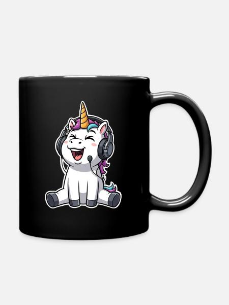 Einhorn Singen Musik Hören - Tasse einfarbig - Schwarz