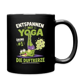 Entspannen mit Yoga Frosch Duftkerze - Tasse einfarbig - Schwarz - Rechts