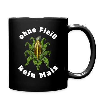 No corn without diligence | Corn on the cob with leaves - Full Colour Mug - black - Right