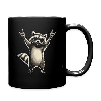 Raccoon with sunglasses - Full Colour Mug - black - Right