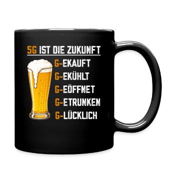 5G ist die Zukunft lustige Bier Sprüche - Tasse einfarbig - Schwarz - Rechts
