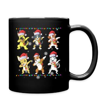 Lustiges Weihnachtswelpen-Geschenk zu Weihnachtshunden abtupfen - Tasse einfarbig - Schwarz - Rechts