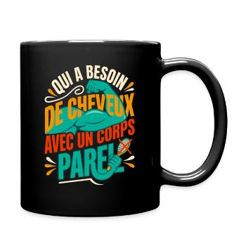 Chauve Musclé Humour Gym Brosse Barree - Mug uni - noir - Droite