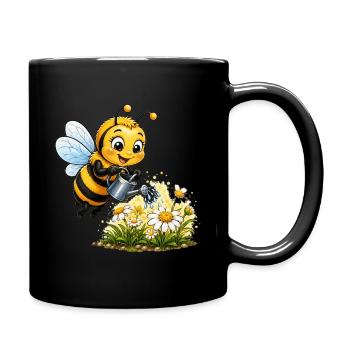 Biene Honig Imker Honigwabe Blumen Wiese Insekt - Tasse einfarbig - Schwarz - Rechts