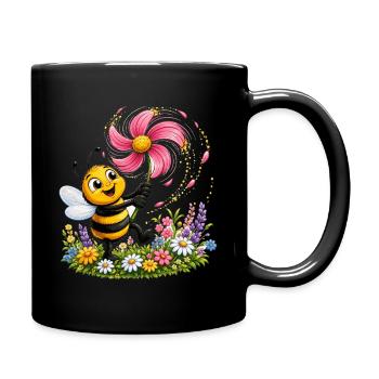 Biene Honig Imker Honigwabe Blumen Wiese Insekt - Tasse einfarbig - Schwarz - Rechts