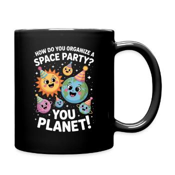 Dessin animé Space Party Planets - Mug uni - noir - Droite
