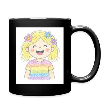 Cheerful girl laughs out loud - Full Colour Mug - black - Right