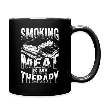 smoking meat is my therapy - Full Colour Mug - black - Right