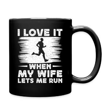 Marathon Runner Love When My Wife Lets Me Running - Full Colour Mug - black - Right