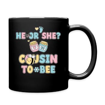 Geschlechtsoffenbarung: Er oder sie Cousin zur Bienen-Babyparty - Tasse einfarbig - Schwarz - Rechts