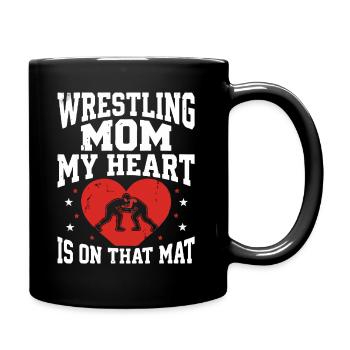 Wrestling Mom Heart on That Mat - Full Colour Mug - black - Right