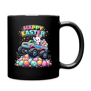 Easter Bunny Monster Truck Fiesta - Full Colour Mug - black - Right