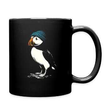 Un macareux avec bonnet - Mug uni - noir - Droite