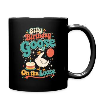 Silly Geburtstag Gans Unterwegs - Tasse einfarbig - Schwarz - Rechts