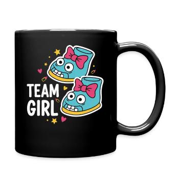 Geschlechterenthüllung Team Mädchen-Babyparty Mama Papa - Tasse einfarbig - Schwarz - Rechts