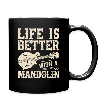 Mandolin Bluegrass Country Folk Music - Full Colour Mug - black - Right