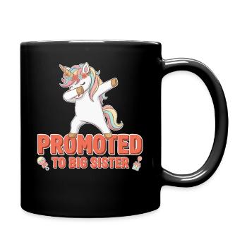Gender Reveal Promoted To Big Sister Baby Shower - Full Colour Mug - black - Right