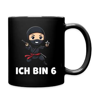 Kleiner Ninja Ich bin 6 Geburtstag - Tasse einfarbig - Schwarz - Rechts
