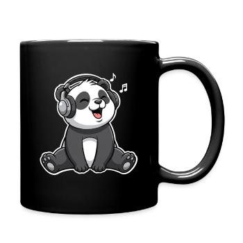 Panda Musik - Tasse einfarbig - Schwarz - Rechts