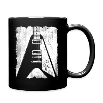 Graffiti-Gitarren-Silhouette - Tasse einfarbig - Schwarz - Rechts
