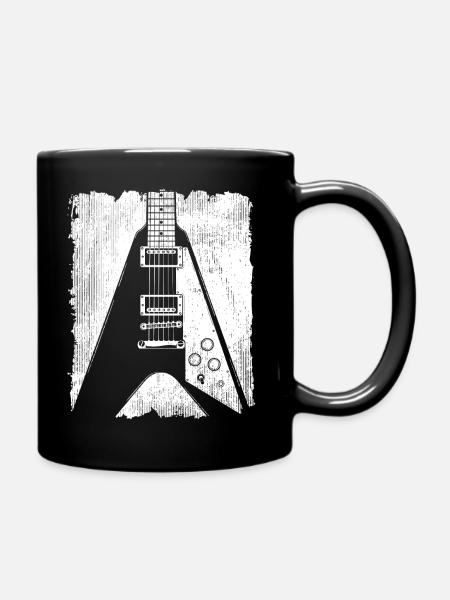 Graffiti Guitar Silhouette - Full Colour Mug - black