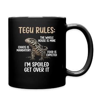 Tegu Regeln Verwöhntes Reptil - Tasse einfarbig - Schwarz - Rechts
