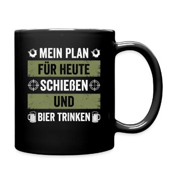 Mein Plan Heute: Schieben und Bier Trinken - Tasse einfarbig - Schwarz - Rechts