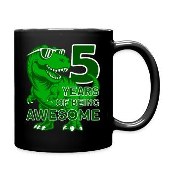 DINO 5 JAHRE DINOSAURIER 5. GEBURTSTAG - Tasse einfarbig - Schwarz - Rechts