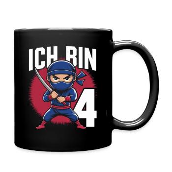 Ich bin 4 Geburtstag Ninja - Tasse einfarbig - Schwarz - Rechts