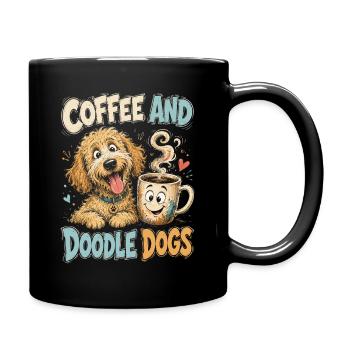 Coffee Dog Doodle Motif - Full Colour Mug - black - Right