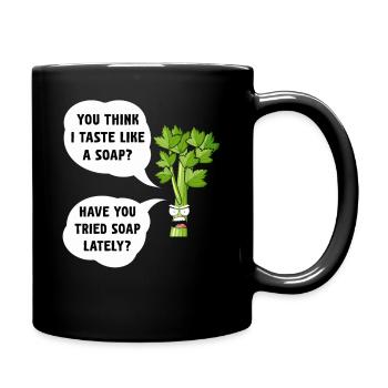 T-shirt blague au savon au céleri - Mug uni - noir - Droite
