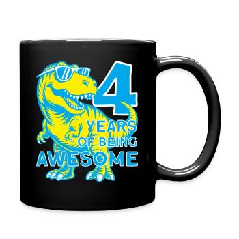 DINO 4 ANS DINOSAURE 4E ANNIVERSAIRE - Mug uni - noir - Droite
