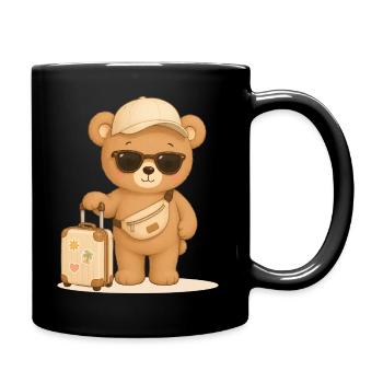 Bear Traveling, Vacation, Adventure, Animal Motif - Full Colour Mug - black - Right