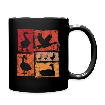 Gänse In Perspektive - Retro Bauernhof Grafik - Tasse einfarbig - Schwarz - Rechts