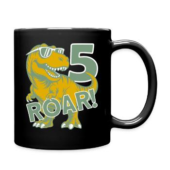 DINO 5 JAHRE DINOSAURIER 5. GEBURTSTAG - Tasse einfarbig - Schwarz - Rechts