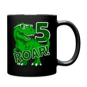 DINO 5 JAHRE DINOSAURIER 5. GEBURTSTAG - Tasse einfarbig - Schwarz - Rechts