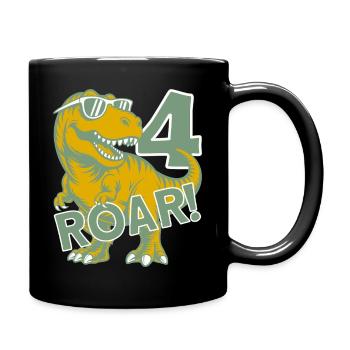 DINO 4 ANS DINOSAURE 4E ANNIVERSAIRE - Mug uni - noir - Droite
