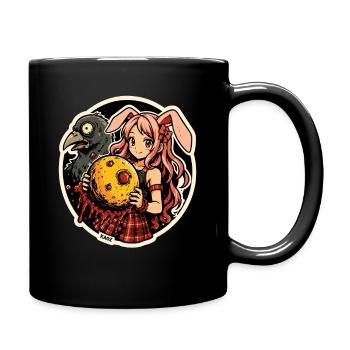 Lapin Lunaire avec Fromage de Lune et Corbeau - Mug uni - noir - Droite